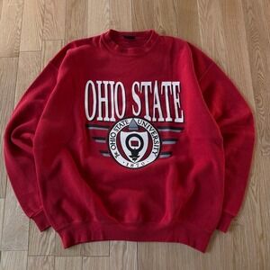 Vintage Ohio State University Grahpic Red Sweatshirt Fleece Made in USA Adult XL